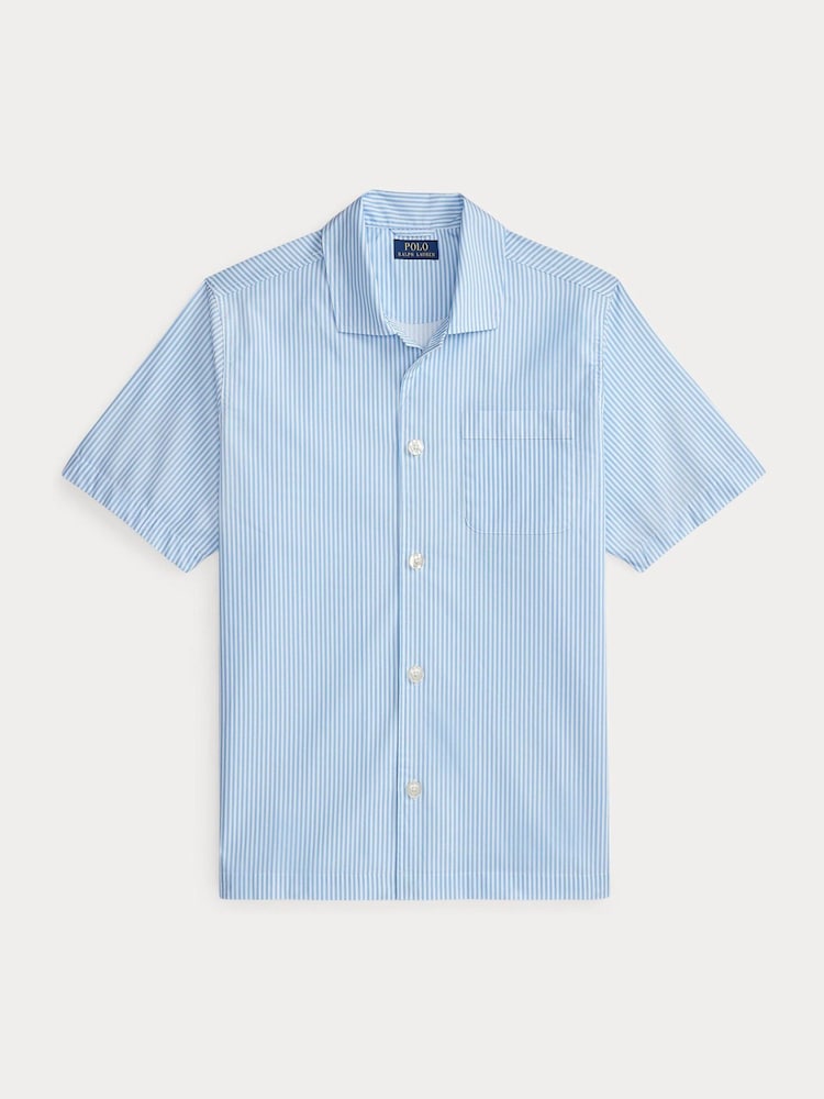 Polo Ralph Lauren Blue Striped Poplin Pyjama Shirt - Image 4 of 4