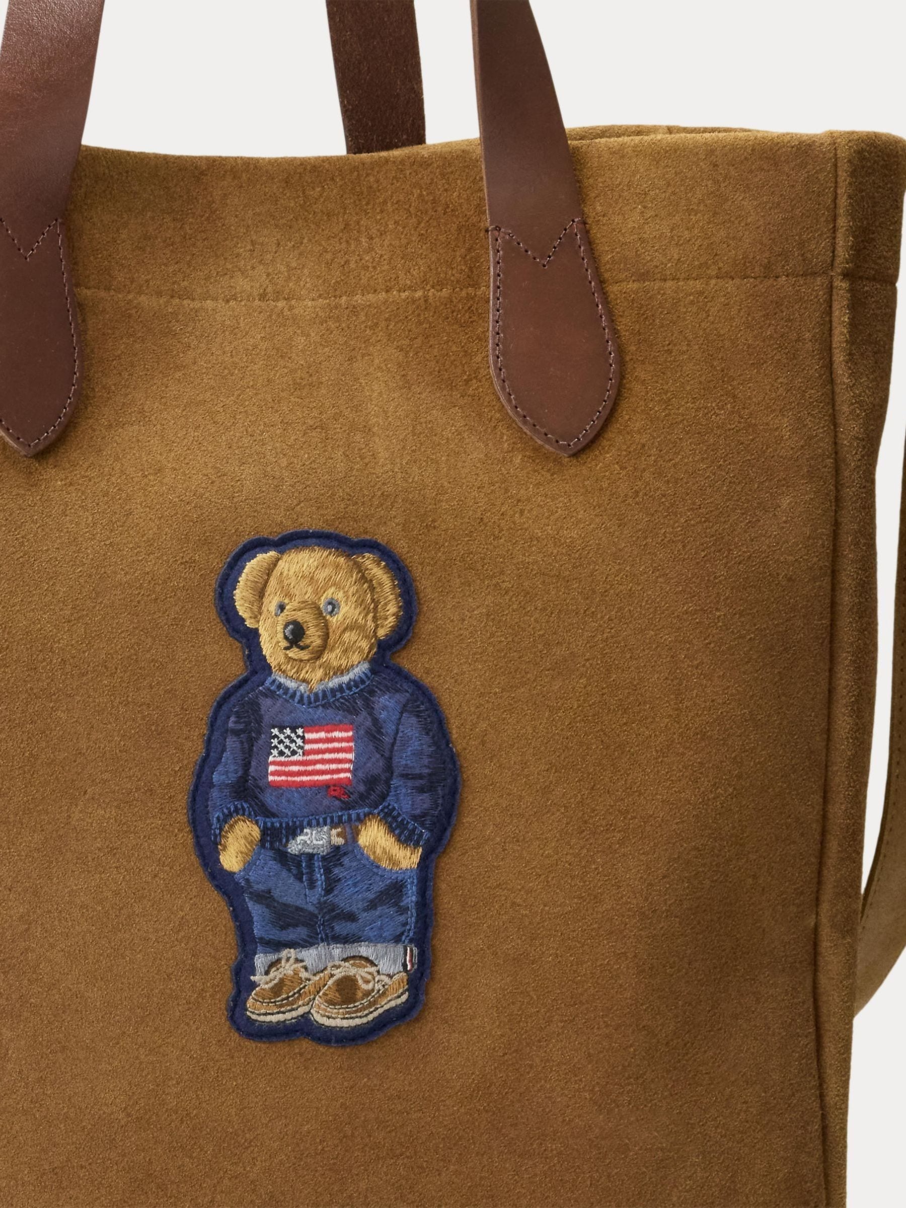 Buy Polo Ralph Lauren Brown Flag Suede/Leather Large Tote Bag from
