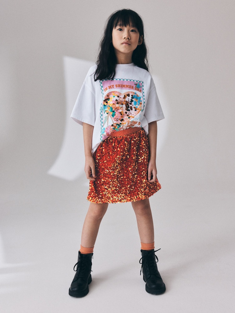 Orange Sequin Skirt (3-16yrs) - Image 1 of 10 Orange Sequin Skirt (3-16yrs) - Image 1 of 10