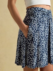 Joules Nia Navy Gathered Jersey Short Skirt - Image 3 of 8