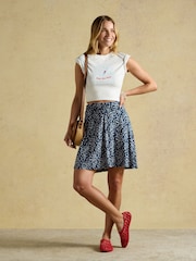 Joules Nia Navy Gathered Jersey Short Skirt - Image 7 of 8