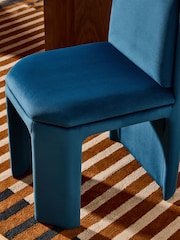 MADE.COM Set of 2 Petrol Blue Velvet Ciel Fully Upholstered Dining Chairs - Image 2 of 5