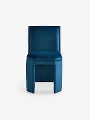 MADE.COM Set of 2 Petrol Blue Velvet Ciel Fully Upholstered Dining Chairs - Image 4 of 5