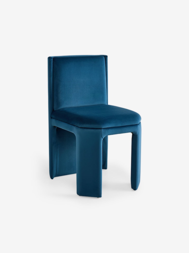 MADE.COM Set of 2 Petrol Blue Velvet Ciel Fully Upholstered Dining Chairs - Image 5 of 5 MADE.COM Set of 2 Petrol Blue Velvet Ciel Fully Upholstered Dining Chairs - Image 5 of 5