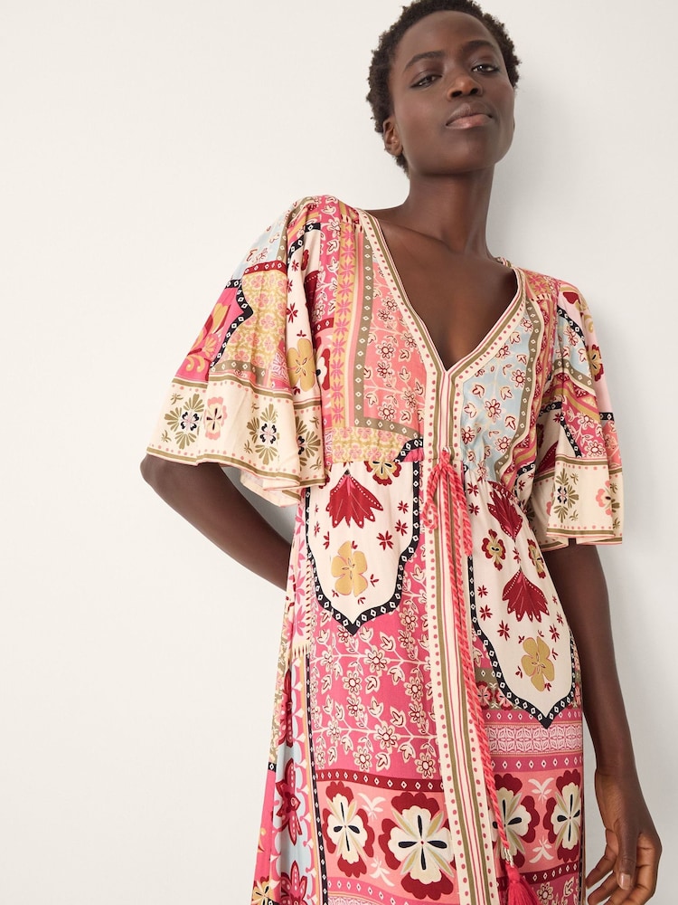 Monsoon Pink Patti Flutter Sleeve Tile Print Maxi Dress - Image 5 of 5 Monsoon Pink Patti Flutter Sleeve Tile Print Maxi Dress - Image 5 of 5