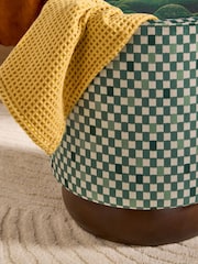 MADE.COM Green Checked Velvet Inara Storage Stool - Image 4 of 5