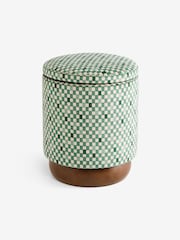 MADE.COM Green Checked Velvet Inara Storage Stool - Image 5 of 5