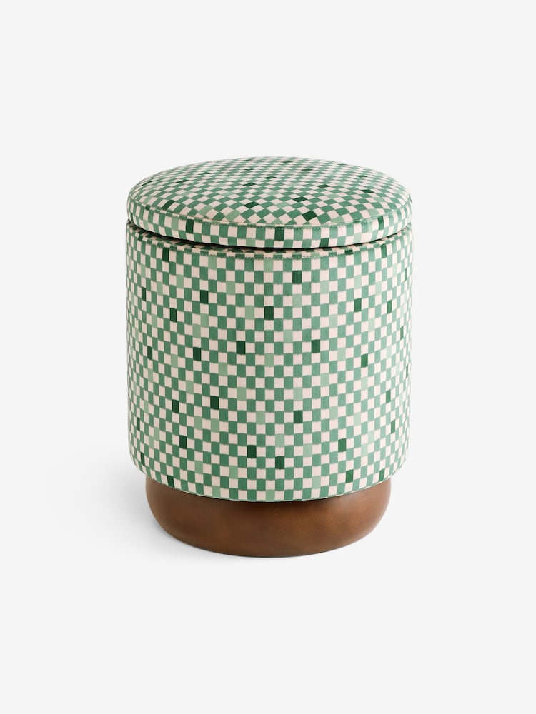 MADE.COM Green Checked Velvet Inara Storage Stool - Image 5 of 5 MADE.COM Green Checked Velvet Inara Storage Stool - Image 5 of 5