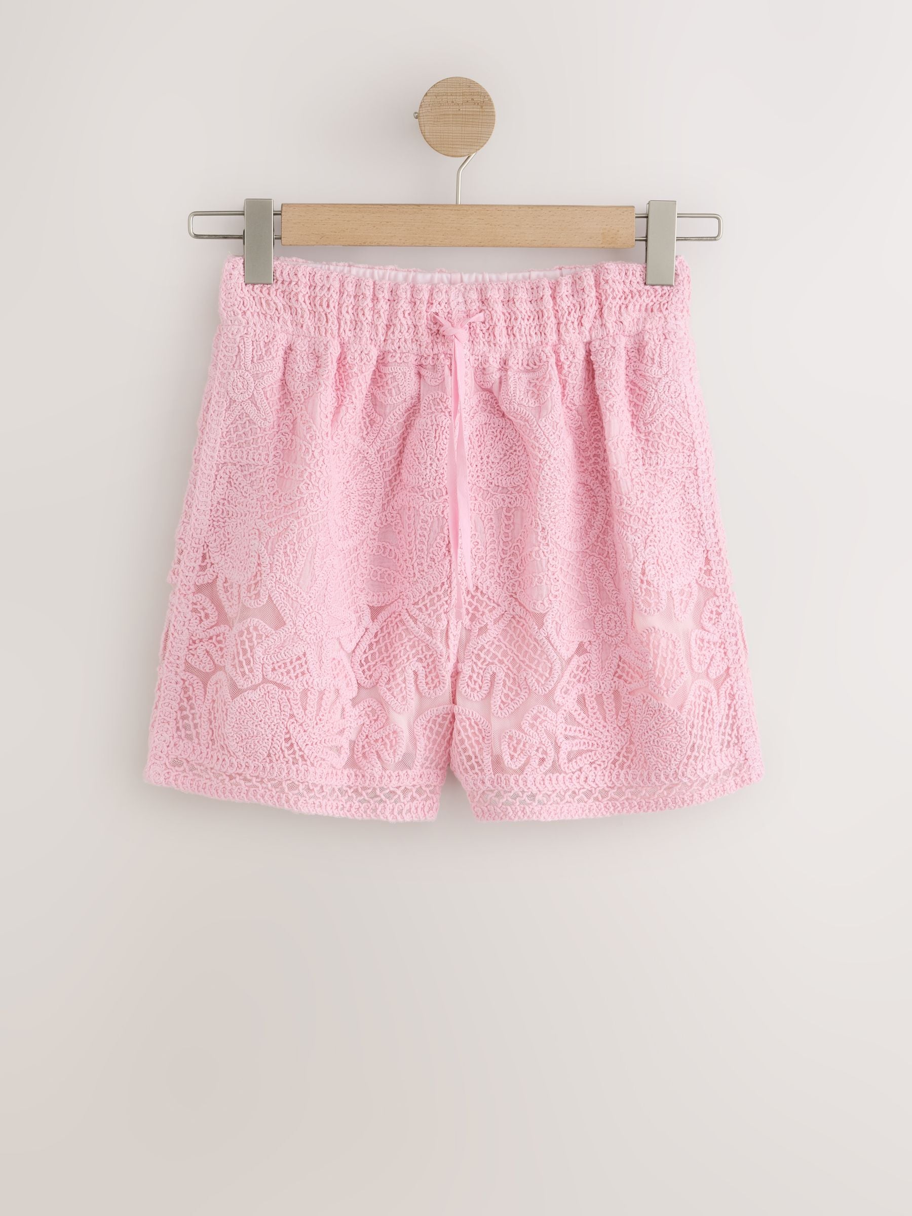Buy Pink Crochet Tie Waist Shorts from Next USA