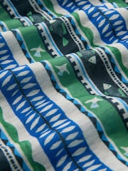 Green/Blue Stripe Tie Front Draped Short Sleeve Top - Image 6 of 7