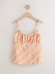 Cuadros rosa/amarillo - Beaded Strap Sleeveless Top - Imagen 3 de 5