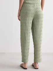 Sage Green Textured Barrel Leg Trousers - Image 4 of 8