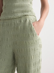 Sage Green Textured Barrel Leg Trousers - Image 5 of 8
