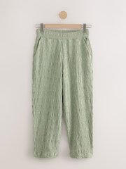 Sage Green Textured Barrel Leg Trousers - Image 6 of 8