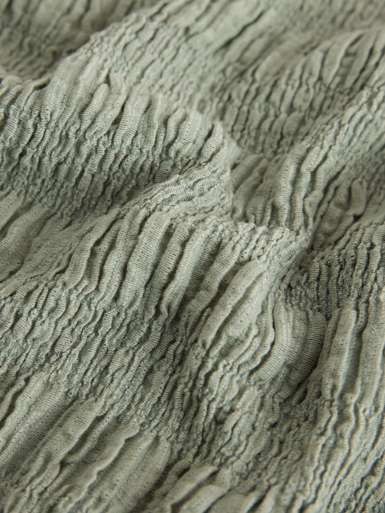 Sage Green Short Sleeved Textured Knot Fastening Top - Image 9 of 9 Sage Green Short Sleeved Textured Knot Fastening Top - Image 9 of 9