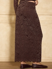 Chocolate Brown Lace Maxi Skirt - Image 3 of 7