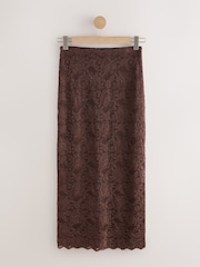 Chocolate Brown Lace Maxi Skirt - Image 5 of 7