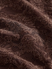 Chocolate Brown Lace Maxi Skirt - Image 6 of 7