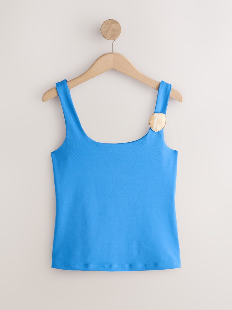 Blue Hardware Sleeveless Tank Top - Image 1 of 3 Blue Hardware Sleeveless Tank Top - Image 1 of 3