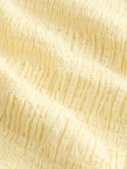 Yellow Short Sleeve Shirred Textured Crew Neck Top - Image 7 of 8