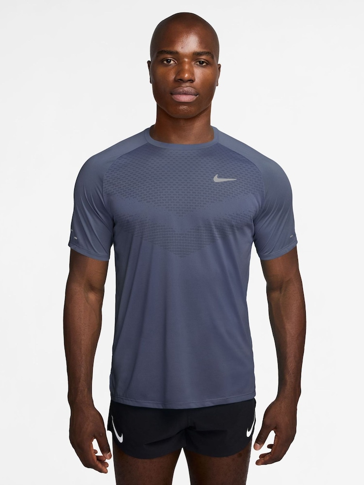 Nike Diffused Blue Dri-FIT Stride Running T-Shirt - Image 1 of 4 Nike Diffused Blue Dri-FIT Stride Running T-Shirt - Image 1 of 4