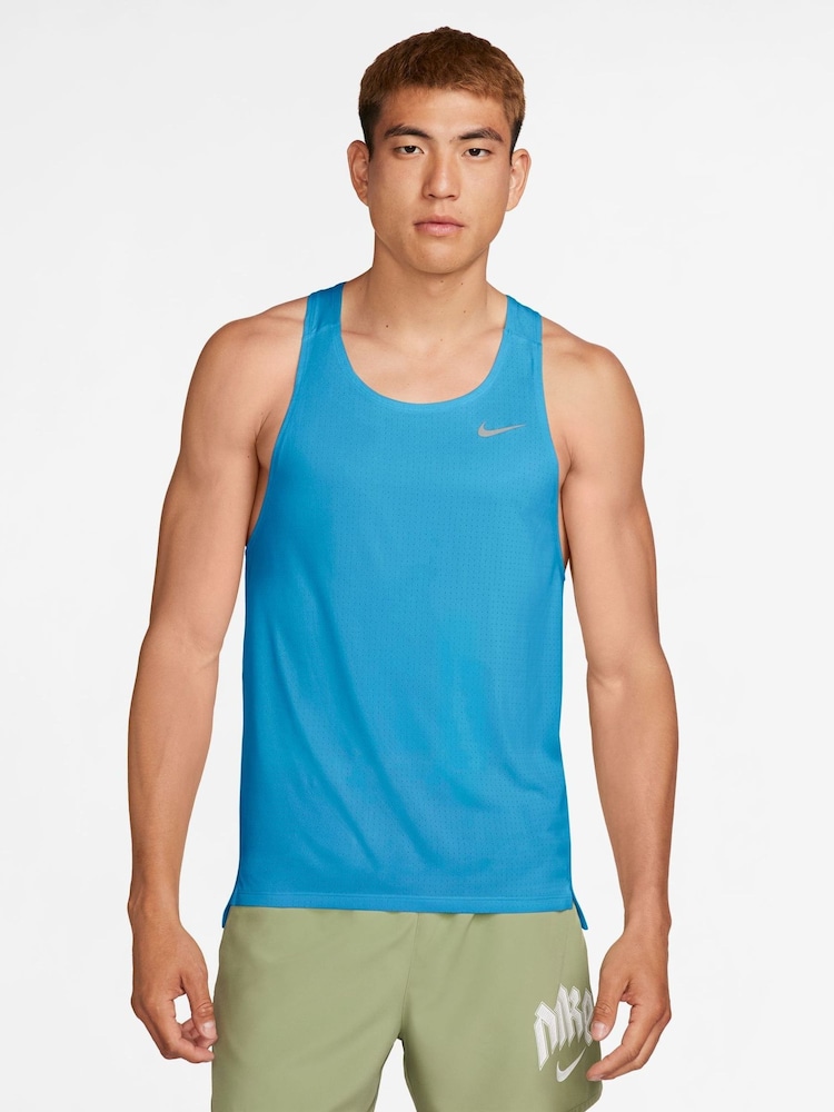 Nike Current Blue Fast Dri-FIT Running Singlet Vest - Image 1 of 4 Nike Current Blue Fast Dri-FIT Running Singlet Vest - Image 1 of 4