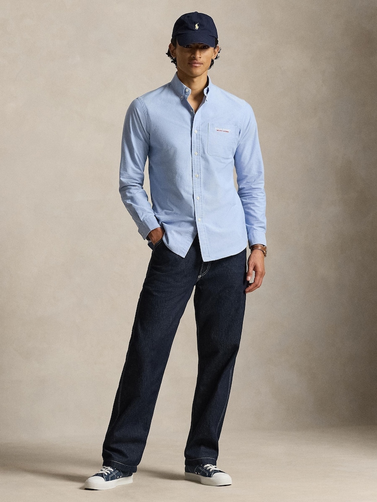 Polo Ralph Lauren Blue Classic Fit Cotton Oxford Shirt - Image 2 of 6