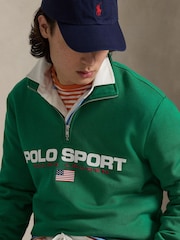 Polo Ralph Lauren Green Polo Sport Quarter Zip Sweatshirt - Image 4 of 4