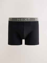 Black Texture Waistbands Trunk Cotton Rich Boxers 5 Pack - Image 5 of 9