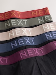 Black Texture Waistbands Trunk Cotton Rich Boxers 5 Pack - Image 8 of 9