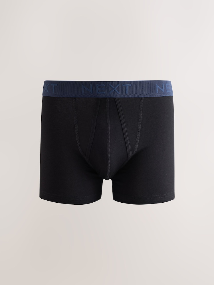 Black Texture Waistbands 5 Pack A-Front Cotton Rich Boxers - Image 2 of 9 Black Texture Waistbands 5 Pack A-Front Cotton Rich Boxers - Image 2 of 9