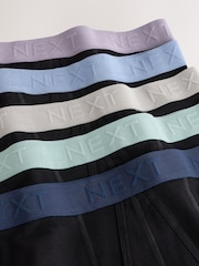 Black Texture Waistbands 5 Pack A-Front Cotton Rich Boxers - Image 8 of 9