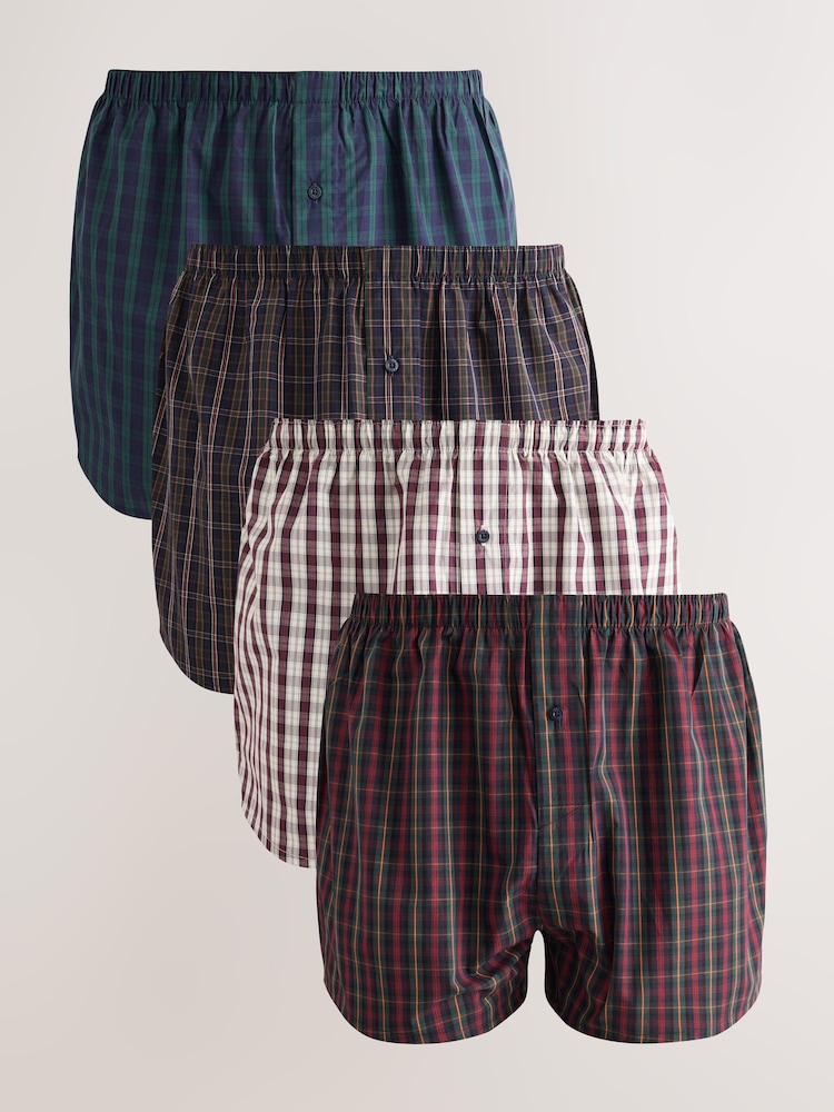 Rich Colour Check - Lot de 4 - Boxers en coton tissé - Image 1 sur 8
