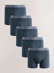 Blue 5 Pack A Front Cotton Rich Boxers - Image 1 of 9