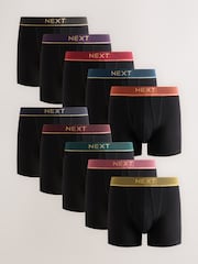 Black Rich Gold Text Waistbands A-Front Boxers 10 Pack - Image 1 of 15