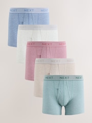 Pastel Marls 5 Pack A Front Cotton Rich Boxers - Image 1 of 9