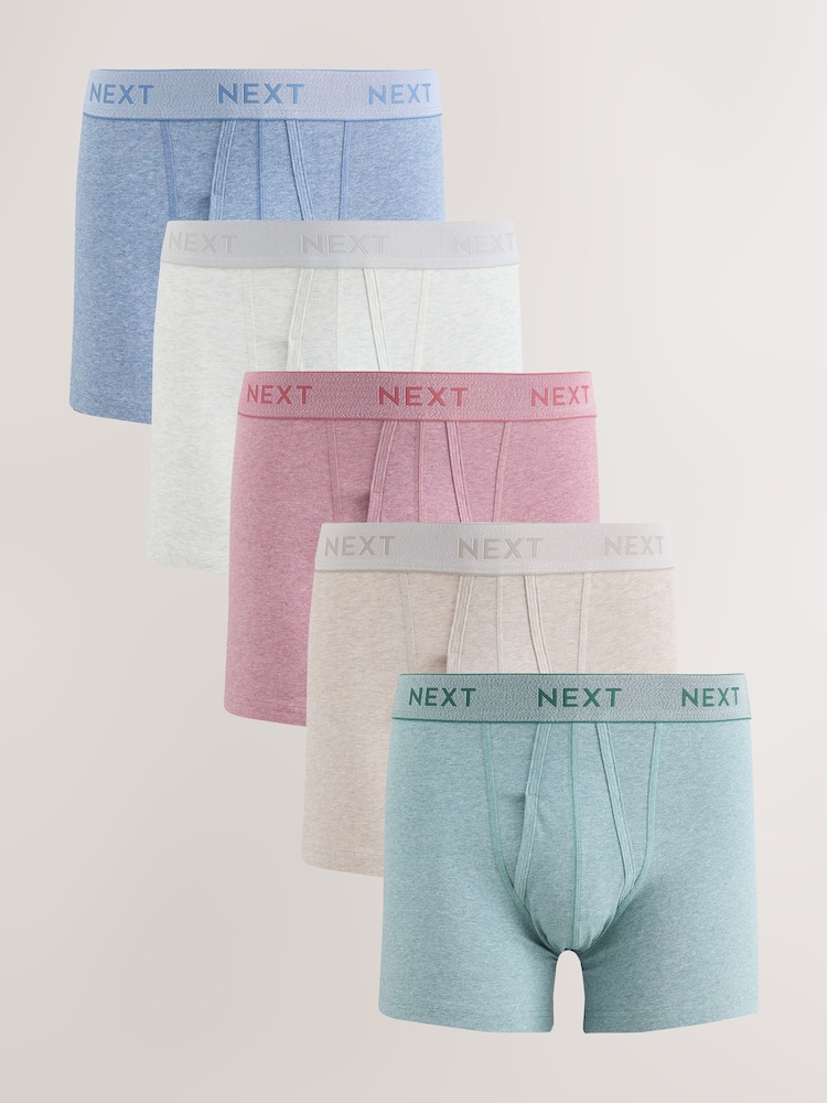 Pastel Marls 5 Pack A Front Cotton Rich Boxers - Image 1 of 9 Pastel Marls 5 Pack A Front Cotton Rich Boxers - Image 1 of 9