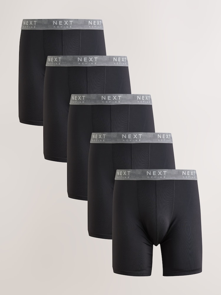 Schwarz - Long Leg Sports Cotton Rich Trunks 5 Pack - Bild 1 von 6 Schwarz - Long Leg Sports Cotton Rich Trunks 5 Pack - Bild 1 von 6