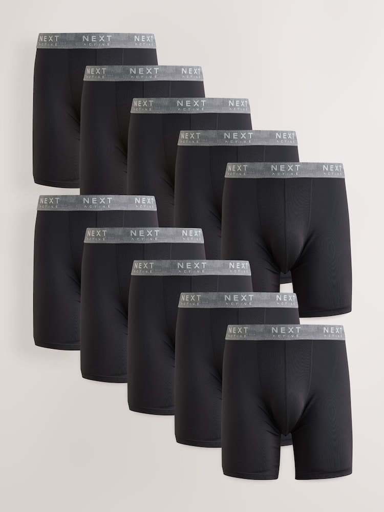 Black Sports Longer Length Trunks 10 Pack - Image 1 of 6