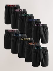 Black Marl Text Waistband - Boxers riches en coton coupe ample - Image 1 de 15