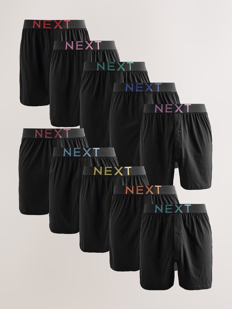 Black Marl Text Waistband - Boxers riches en coton coupe ample - Image 1 de 15
