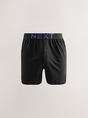 Black Marl Text Waistband - Boxers riches en coton coupe ample - Image 11 de 15