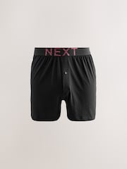 Black Marl Text Waistband - Boxers riches en coton coupe ample - Image 2 de 15