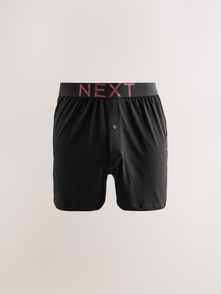 Black Marl Text Waistband - Boxers riches en coton coupe ample - Image 2 de 15