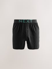 Black Marl Text Waistband - Boxers riches en coton coupe ample - Image 3 de 15