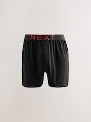 Black Marl Text Waistband - Boxers riches en coton coupe ample - Image 4 de 15