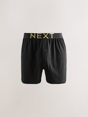 Black Marl Text Waistband - Boxers riches en coton coupe ample - Image 5 de 15