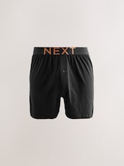 Black Marl Text Waistband - Boxers riches en coton coupe ample - Image 6 de 15
