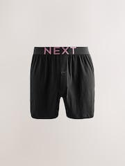 Black Marl Text Waistband - Boxers riches en coton coupe ample - Image 7 de 15