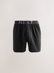 Black Marl Text Waistband - Boxers riches en coton coupe ample - Image 9 de 15